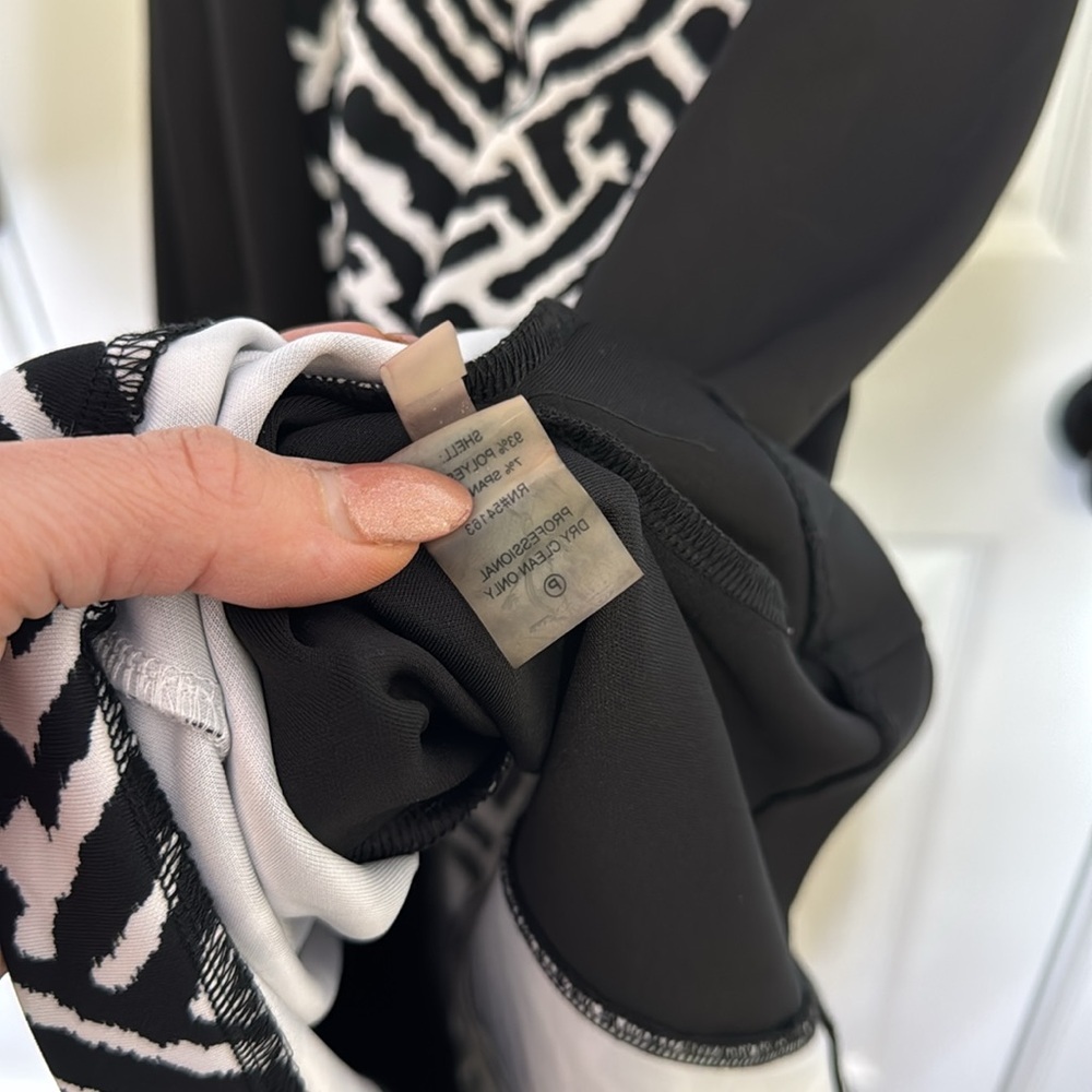 Calvin Klein Black and White Sheath Dress Knee-Length Halter for Cocktail - Picture 7 of 7